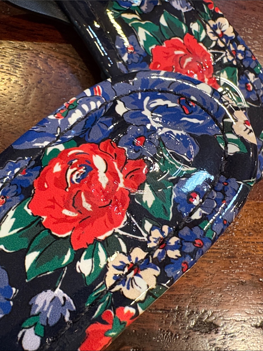 Tory Burch Miller Sandals Navy Floral Patent Leather size 8.5 - Picture 6 of 7
